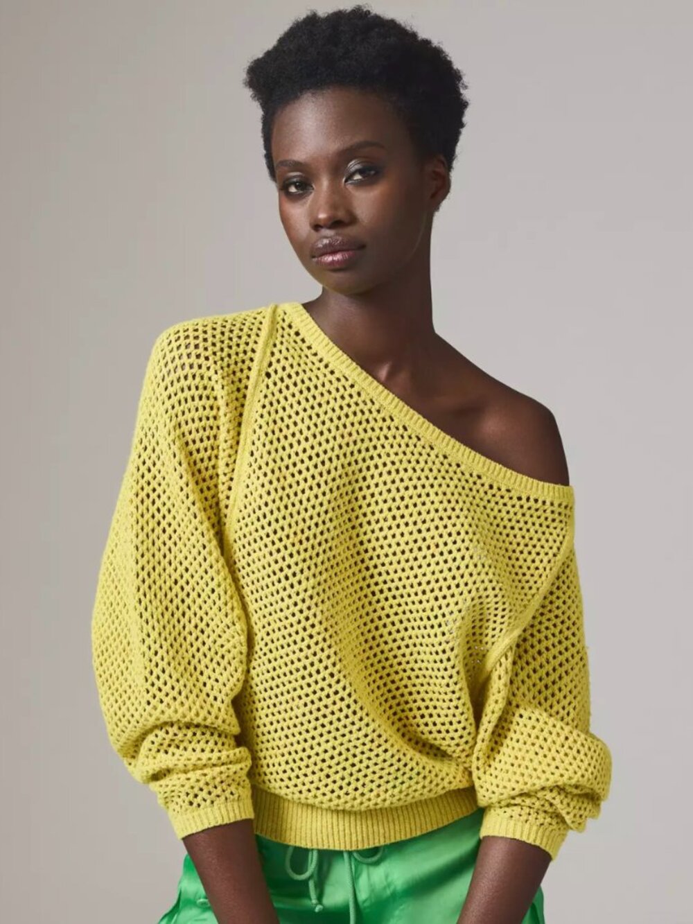 Anthropologie Open-Stitch Crewneck Jumper